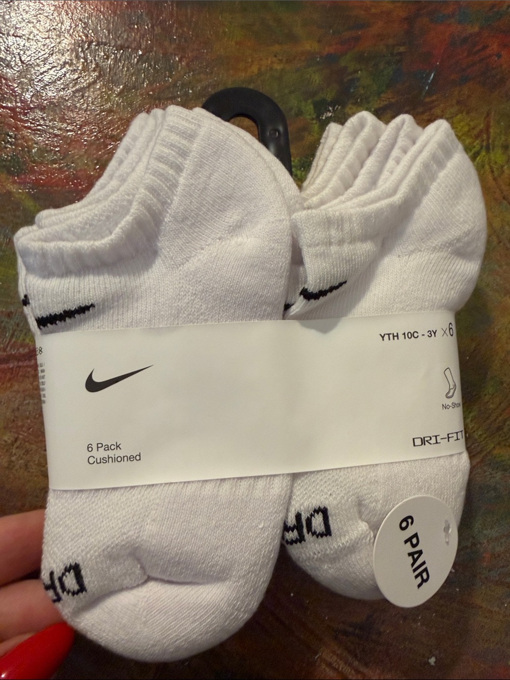 Nike White Low-Cut Athletic No-Show Socks - 6 Pack Dry Fit NEW Sz. XS 5-7 10C-3Y